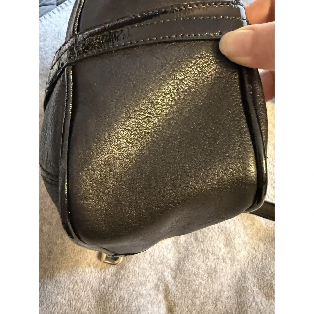 Brighton Handbag Black Leather Hobo Purse Heart Charm Shoulder Bag Silver Detail